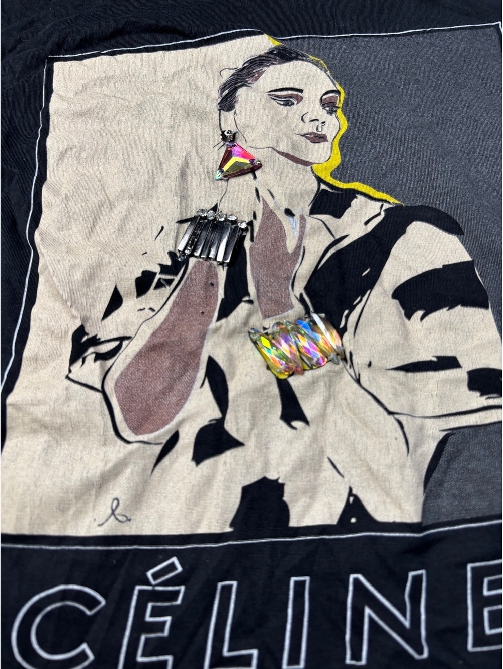 Pink Poem Black Graphic T-Shirt with Céline Print and Embell - Picture 3 of 10